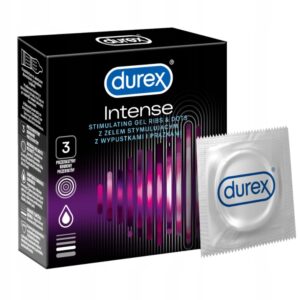 Durex prezerwatywy Intense 3 szt z wypustkami prążkami żel stymulujący
