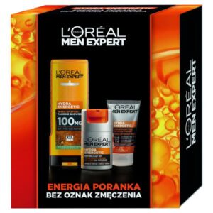 Men Expert Hydra Energetic zestaw żel pod prysznic 400ml + krem nawilżający 50ml + żel do mycia twarzy 100ml