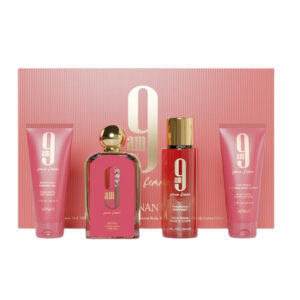 9am Pour Femme zestaw woda perfumowana spray 100ml + mgiełka do ciała 150ml + balsam do ciała 100ml + żel pod prysznic 100ml